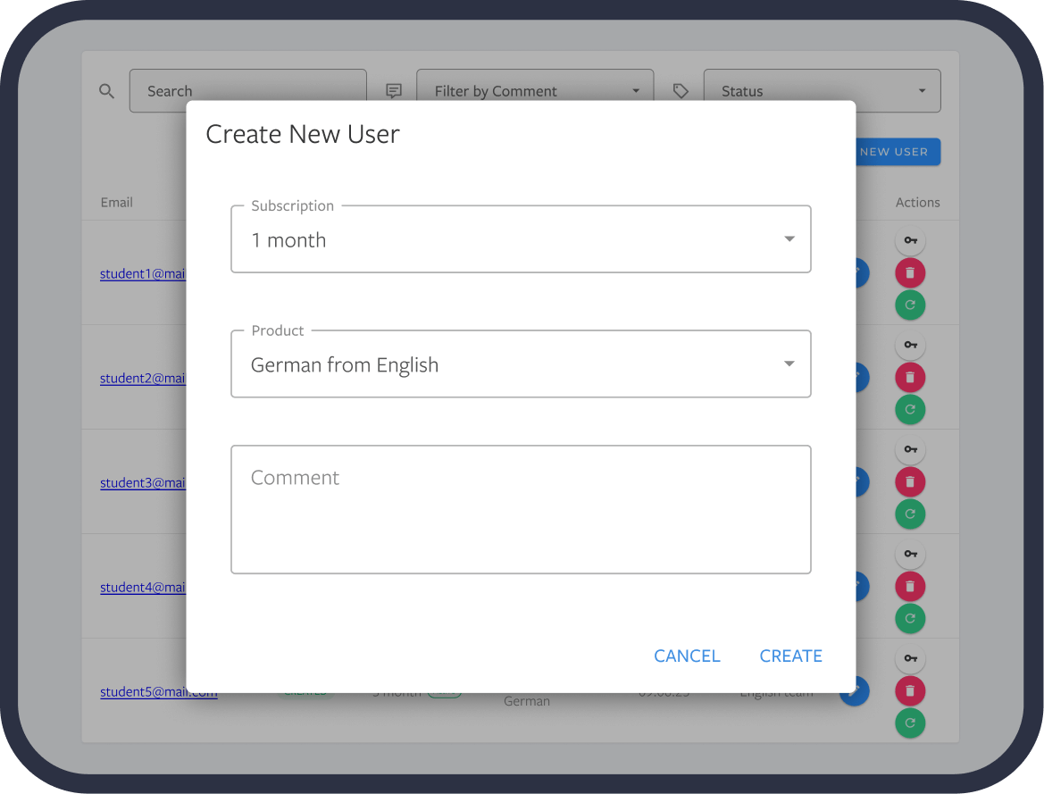 Admin Dashboard screenshot - User Management