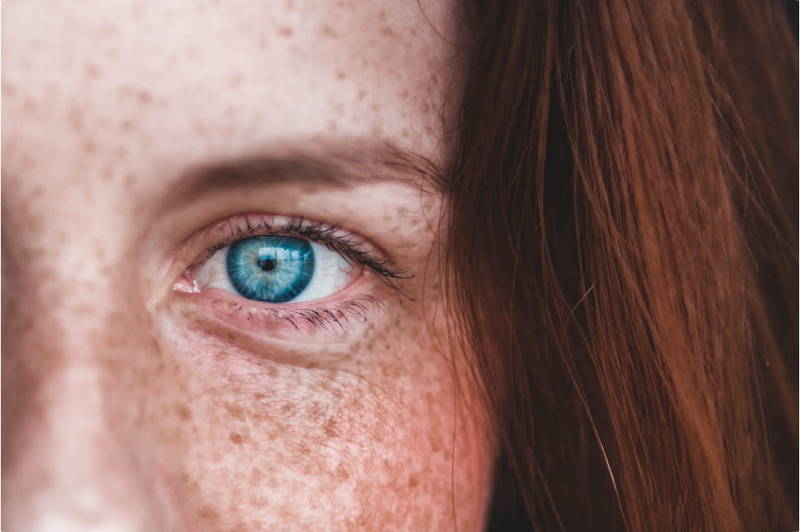 close up of a blue eyed girl