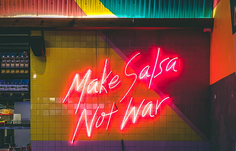 make salsa not war sign